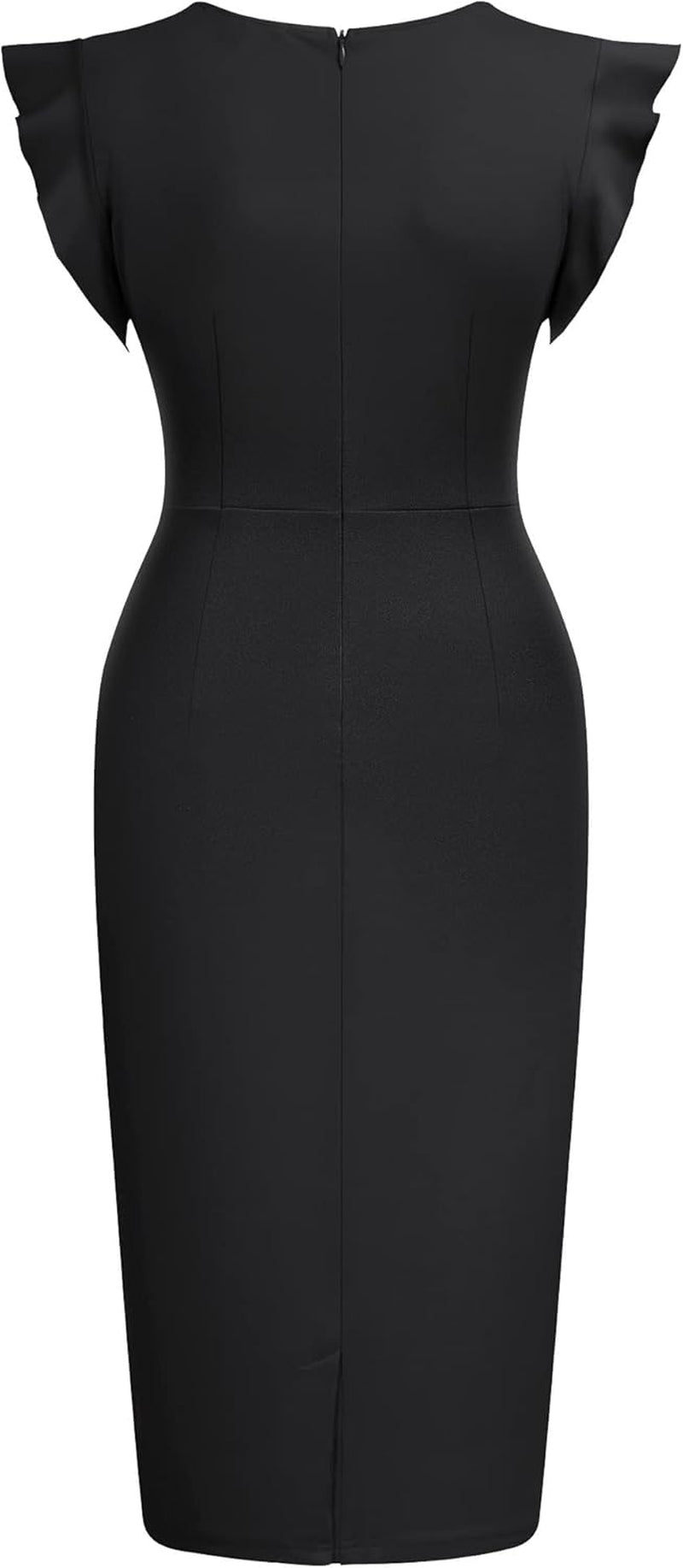 Women'S Business Retro Ruffles Slim Cocktail Pencil Dress